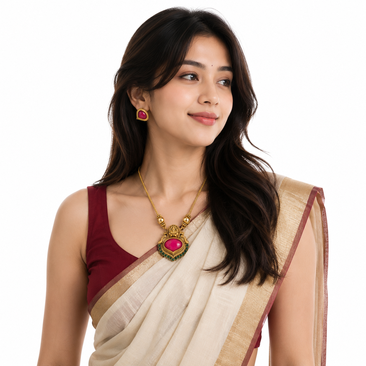 ar enamel palakka mala green & red | traditional kerala necklace ar enamel palakka mala green & red | traditional kerala necklace