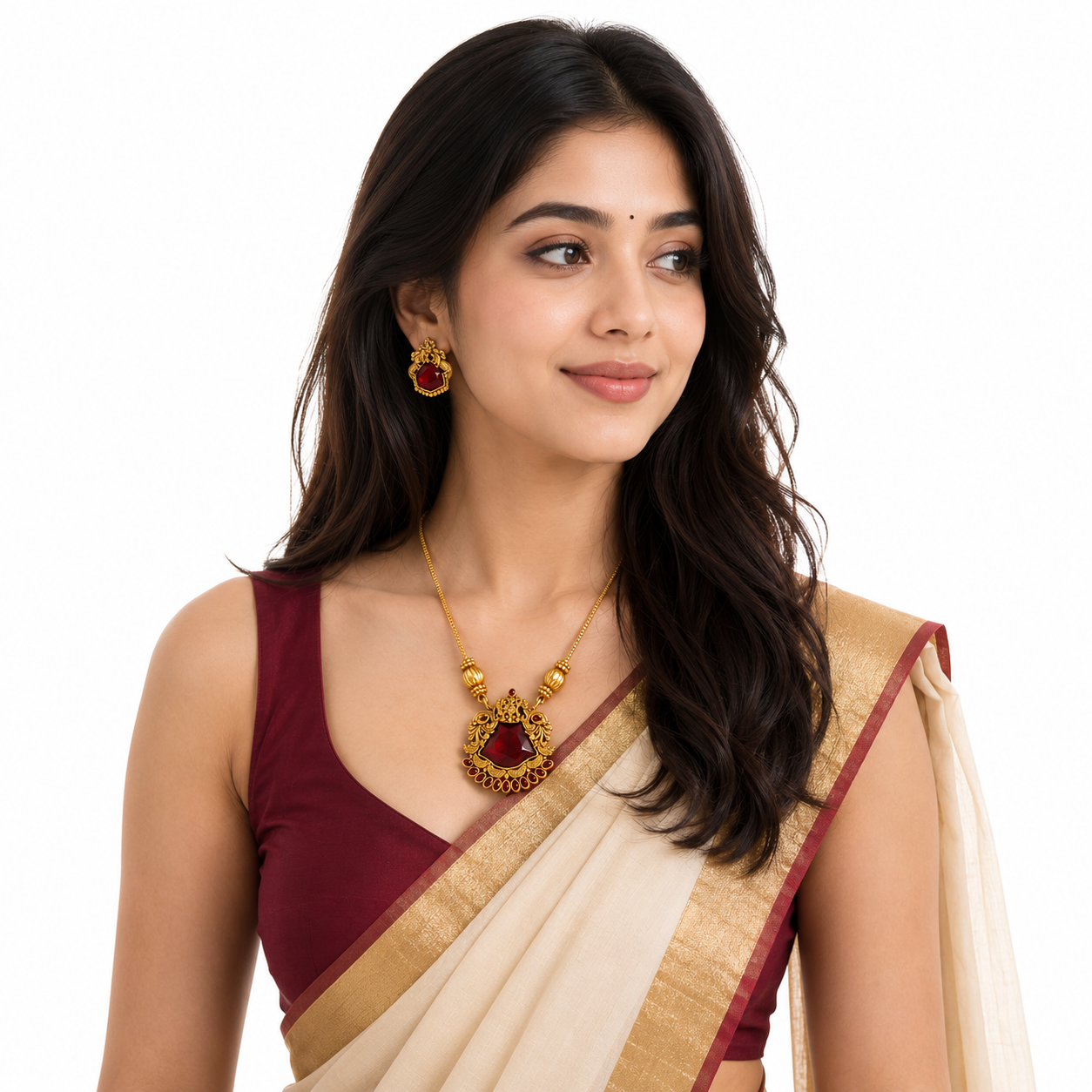 cc mala long pathakkam maroon | traditional ethnic necklace cc mala long pathakkam maroon | traditional ethnic necklace