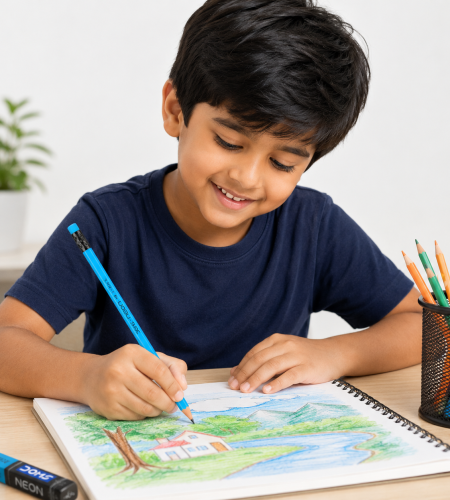 About doms neon hb pencil | smooth writing school pencil